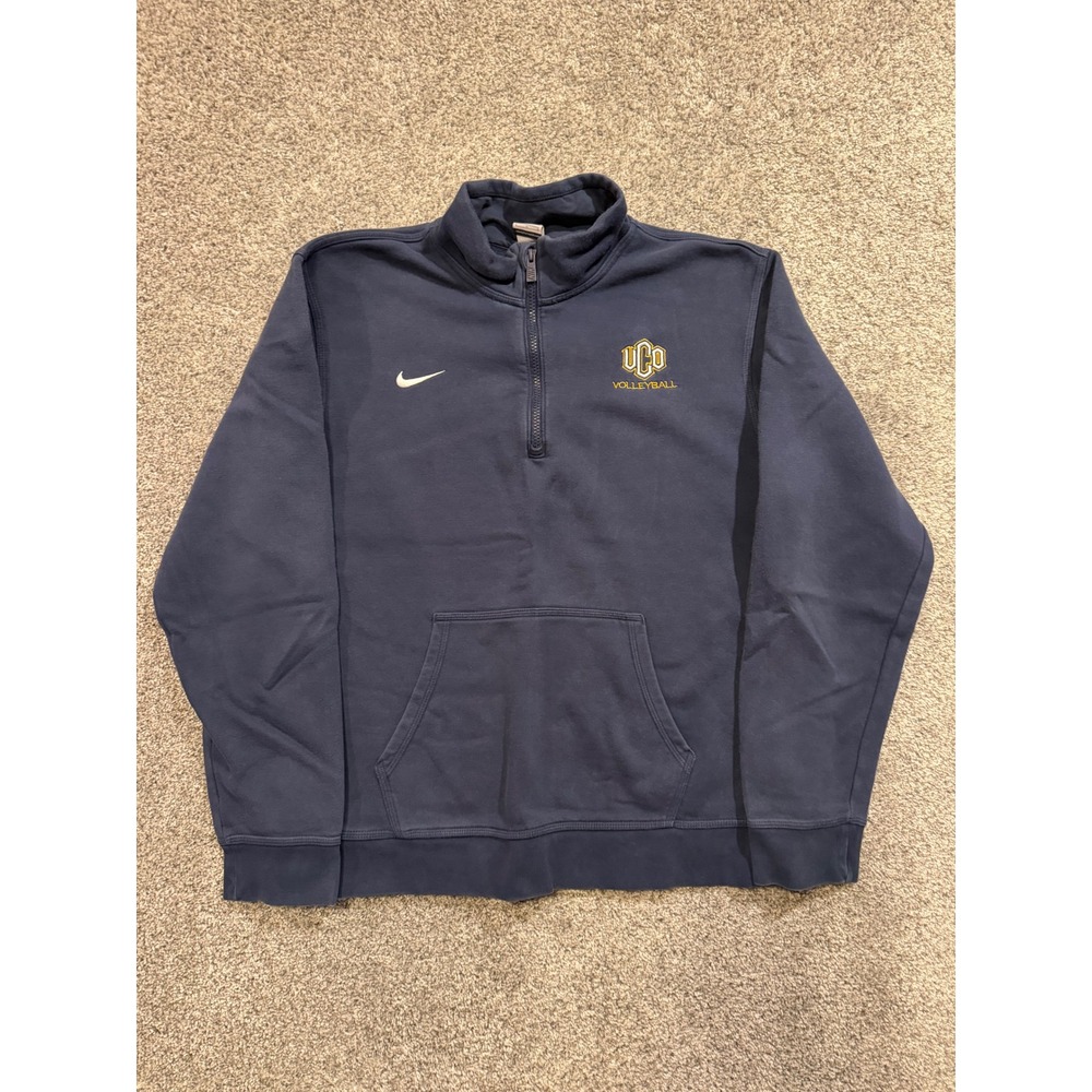 Nike Pullover Mens Large Navy UCO Volleyball Quarter Zip Fleece Kangaroo Pocket